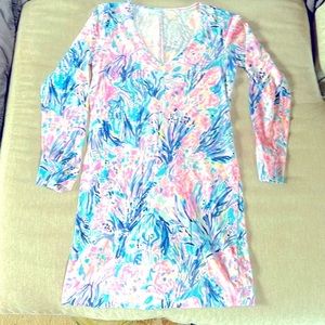 Lilly Pulitzer periwinkle purple fan sea pants cotton long sleeve tshirt dress